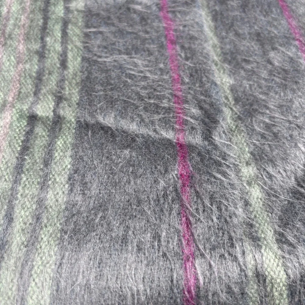 Una Alla Colta Alpaca Blend Scarf Gray Green Blue Unisex Fringe 40